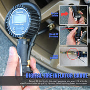 AstroAI Digital Tire Inflator Gauge with LED Backlit Display, Heavy-Duty Brass Air Chuck, 0-250 PSI, Blue, ATG250