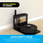 iHome iHRVS1PRO-3BLK AutoVac Nova S1 Pro Self Empty Robot Vacuum with LIDAR Navigation 180 Minute Runtime 2700pa Suction App + Remote Control