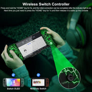 Daenfyy Switch Controller, One-Piece Joypad with Programmable Back Keys, Dual Motor Vibration, Illuminated Joysticks, Black, JC201