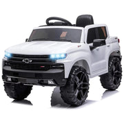 Funtok RS03 Chevrolet Silverado 12V Kids Electric Powered Ride on Car with Remote Control and Storage Trunk, White