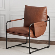 Hommpa Metal Frame Accent Chair with Removable Storage Bag, Brown