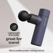 Homedics Rebound Percussion Massage Gun, Lightweight Cordless, Four-Speed Settings, Two Interchangeable Heads, Matte Black