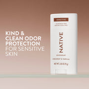 Native Sensitive Aluminum Free Deodorant, Coconut & Vanilla, 2.65 oz, 72-Hour Odor Control