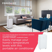 Frigidaire 14,000 BTU Portable Air Conditioner with 12,000 BTU Supplemental Heater, Wi-Fi Enabled, 450 Sq. Ft. Coverage, White, FHPH142AA1