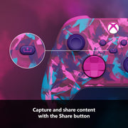 Microsoft Xbox Wireless Controller Heart Breaker Special Edition, Vibrant Pink Purple Blue Design, Textured Triggers, Rubberized Grips, Bluetooth, Share Button, EP2-29567