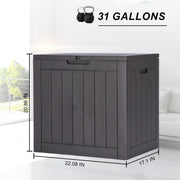 Gianna 31 Gallon Resin Deck Box, Waterproof UV Resistant Outdoor Storage, Brown, JBX