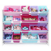 Humble Crew WO574 Tot Tutors Forever Collection Wood Toy Storage Organizer, XL, White/Pink&Purple