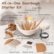 Astercook Sourdough Starter Kit, 56-Piece Artisan Bread Baking Set with Round & Oval Natural Rattan Proofing Baskets, Bread Lame, Stainless Steel Whisk, AST201V