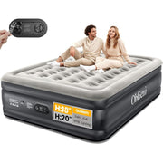 OhGeni Queen Air Mattress, 18-Inch Raised, Built-in Electric Pump, Durable PVC, Portable, Black, Supports Up to 650 lb, AMH5V269