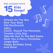 Move2Play Kids Karaoke Microphone, Bluetooth, 15 Pre-Loaded Nursery Rhymes, Four Voice Effects, Rechargeable Battery, Portable, Ages 2+