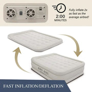 King Koil 29190 Luxury 20in Queen Size Air Mattress with Built-in Pump, Plush Top, Home Camping Guests Inflatable Airbed, Double High Blow Up Mattress