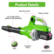 CATGOOD Cordless Leaf Blower, 200 MPH Wind Speed, 850 CFM Air Volume, 8-Speed Settings, Lightweight Handheld Electric Blower with 24.0Ah Batteries and Charger