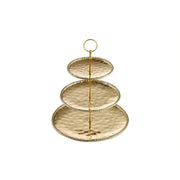 Pampa Bay Monaco 3 Tier Stand, High-Fired Porcelain, Glossy Gold-Tone Titanium Finish, Dishwasher Safe