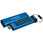 Kingston Ironkey Keypad 200 USB-C Encrypted Flash Drive, 16GB, XTS-AES 256-bit Hardware Encryption, FIPS 140-3 Level 3 Pending, Brute Force and BadUSB Protection, Multi-PIN Option