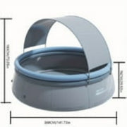 JXXRZ 8 Ft Round Inflatable Pool, 1200 Gal Capacity, UV Resistant, Foldable Design, Quick Drain, Gray - Effortless Setup