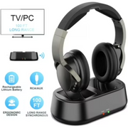 Rybozen Wireless TV Headphones with Transmitter Dock, OverEar Cordless Headset with RCA / 3.5MM Input, for Watching Home Television Game 100 Feet Play