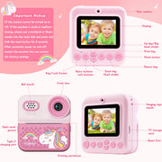 ALLJOY 202588  Instant Print Kids Camera, 12MP, 1080P HD Video, 2.4-Inch IPS Screen, 16X Digital Zoom, Thermal Black-and-White Photo Printer, 64GB SD Card Included