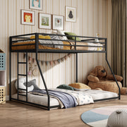 Furniture of America Dravenor Twin Over Full Low Profile Metal Bunk Bed with Reversible Ladder, Noise-Reducing Slats, Full-Length Guardrails, White, AMFD-CL925XI