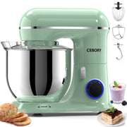 CEBORY 3-IN-1 Stand Mixer, 6.5 QT Tilt-Head 10-Speed Food Mixer, Agave Green