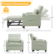 Ktaxon 3-in-1 Single Sofa Bed Convertible Sleeper Chair with Lumbar Pillow for Home Light Green