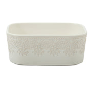 Pioneer Woman Vintage Lace 6-Piece Nesting Rectangular Stoneware Casserole Baking Dish Set with Snap-Shut Lids, Linen