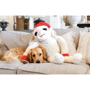 Multipet Holiday Super-Sized Plush Lamb Chop Dog Toy, 3 Feet Tall, White with Red Santa Hat, Limited Edition