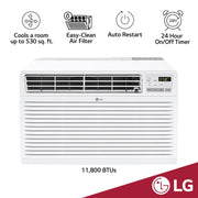 LG LT12124CNR 11,800 BTU 550 Sq. ft Through the Wall Air Conditioner with Remote, White