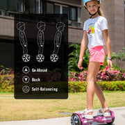 SIMATE Self Balancing Scooter with Bluetooth Speakers, LED Lights, Dual 250W Motors, 8.5 mph Speed, 8.5 Miles Range, Aluminum Frame, 6.5 in Wheels, White, P6