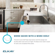 Elkay Dart Canyon Farmhouse Kitchen Sink, Single Bowl, 29-7/8 in Length, 27-1/4 in Width, 9 in Depth, Polished Satin Stainless Steel, ADA Workstation, ELDSSF30279DBG