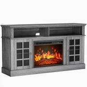 CHITOOMA CHITOOMA-01G 1400W Electric Fireplace TV Stand up to 65 inch TVs with Adjustable Shelves, Grey