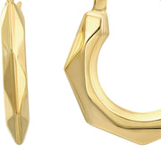 Brilliance Fine Jewelry XY815454 10KT Yellow Gold Geometric Round Hoop Earrings, 20mm, Click Top Closure