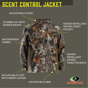 Mossy Oak Elements Men's Scent Control Jacket, Waterproof, Breathable, Camouflage, Mid-Length, Medium