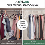 HevraCom Plastic Clothes Hangers, Heavy Duty, Non Slip Notches, White, 50 Pack