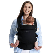 Momcozy Baby Carrier Newborn to Toddler, Ergonomic X-Shaped Back, EVA Waist Support, Breathable Black Fabric, Adjustable Size, Machine Washable