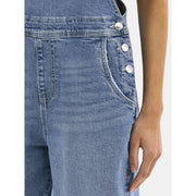 No Boundaries Relaxed Wide-Leg Denim Overalls for Women, Medium Wash, XS