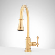 Signature Hardware 476858 Amberley Single Handle Pull Down Kitchen Faucet, Brushed Gold