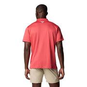 Columbia PFG Solar Stream Short-Sleeve Polo for Men - Sunset Red - L
