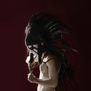 The World of Feathers Native American Inspired Headdress with Genuine Feathers and Beads, Black Rooster, Adjustable Unisex Fit