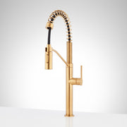 Signature Hardware SHXCEL107BG Eiler 1.75 GPM Single Handle Deck Mounted Pre-Rinse Pull Down Kitchen Faucet, Brushed Gold