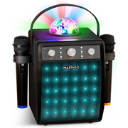 MASINGO Ostinato M7 2023 Karaoke Machine for Adults & Kids with 2 Wireless Microphones - Portable Singing PA Speaker System Set w/Two Bluetooth Mics, Disco Ball Party Lights & TV Cable