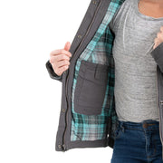 Berne Softstone Quilted Barn Womens Hooded Midweight Work Jacket Light Gray 4XL