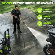 HOMSHADE 1800W Electric Pressure Washer, 5000 PSI, 3.0 GPM, Portable with 4 Nozzles, Foam Pot, 25ft Cord, 23ft Hose, PW80
