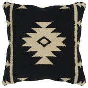 Rizzy Home Southwestern Throw Pillow with Handcrafted Wool Cover, Black and Ivory Striped Pattern, 18 x 18 in, T05808