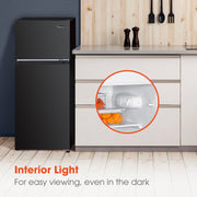 Magic Chef Compact Refrigerator with 4.5 Cu. Ft. Capacity, Separate Freezer Compartment, Reversible Door, Energy Star Qualified, Black, HMDR45B