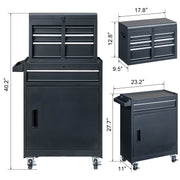 Ktaxon 4-Drawer 2-IN-1 Rolling Tool Chest Storage Cabinet, 23.2