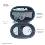 Owlet Dream Sock Travel Case, Protective Hard-Shell Storage with Custom Foam Mold, Grey, Compact with Shoulder Strap