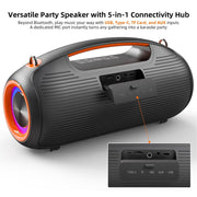 VUOPAX Portable Bluetooth Speaker, 200W Peak Power, IP65 Waterproof, 24H Battery, Bass Boost, TWS Wireless Stereo, USB/AUX/TF Input