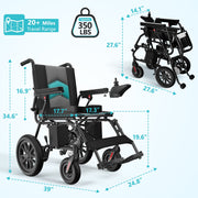 Coolhut Electric Wheelchair, Lightweight Portable Mobility Scooter, 20+ Miles Range, 350 lb Capacity, Foldable Design, 360 Joystick Control