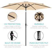 Best Choice Products SKY7708 Outdoor Steel Market Patio Umbrella w/Crank Tilt Push Button 6 Ribs 10ft Sand