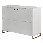 MoDRN 62564563 Glam 6 Drawer Dresser, Bianca White with Satin Brass